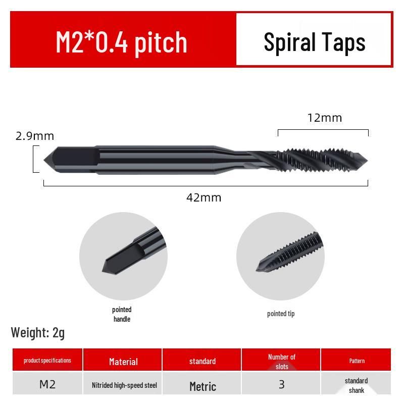 Stainless Steel Spiral Taper Tap Drill Bits with Cobalt-Nitriding, Sizes 4m-10m