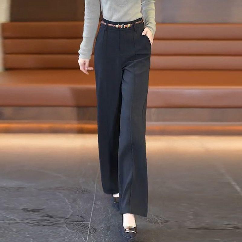Womens Wide Leg Trousers With Wool Fabric High Waist Loose Fit For Casual Spring Wear