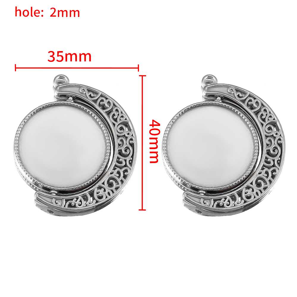 2pcs Stainless Steel Retro Heart Round Charms Blank Tray Base Gold Plated Cabochon Cameo Base Tray Bezel Pendant Jewelry Finding