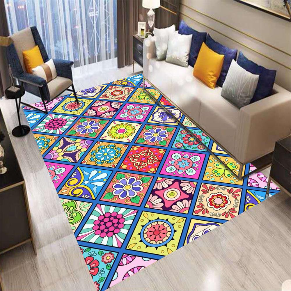  Retro Bohemian Style Flowers Carpet Living Room Sofa Bedroom Kitchen Entrance Door Mat Non-Slip Luxury Home Decor Rug