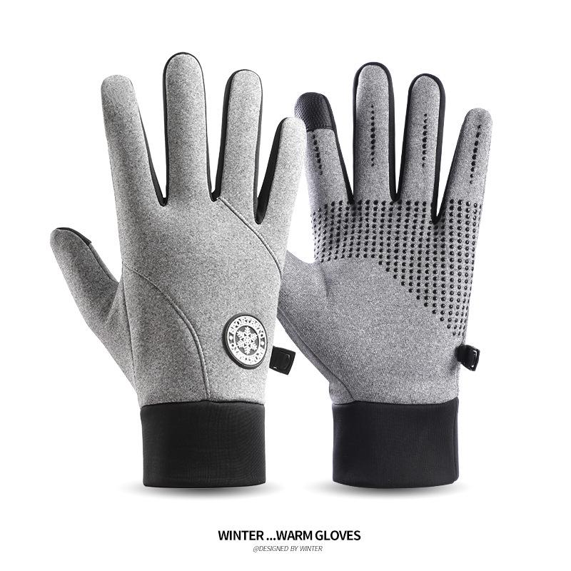 Men's Winter Touchscreen Outdoor Gloves - Velvet Lining, Non-Slip, Waterproof, Windproof for Cycling, Skiing, and Mountaineering.