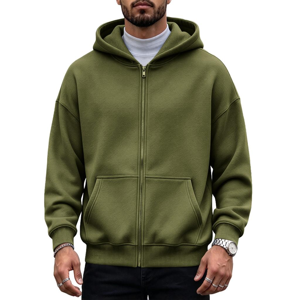 Unisex Hooded Cardigan Sweatshirt Jacket for Fall and Winter Casual Wear