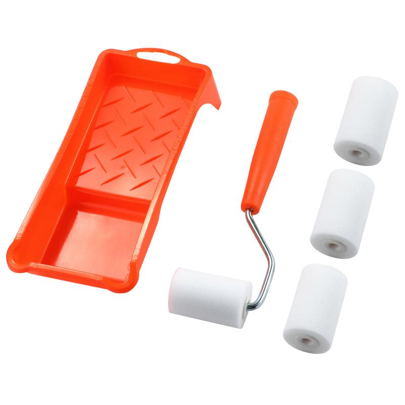 6Pcs High-Density Foam Paint Roller Paint Tray Liner Decor Tools 2 Inches Small Paint Roller Kit Home Painting Supplies Hardware