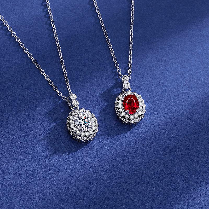 Milgrain Diamond Ruby Trio: Open Ring, Pendant Necklace & Stud Earrings Set