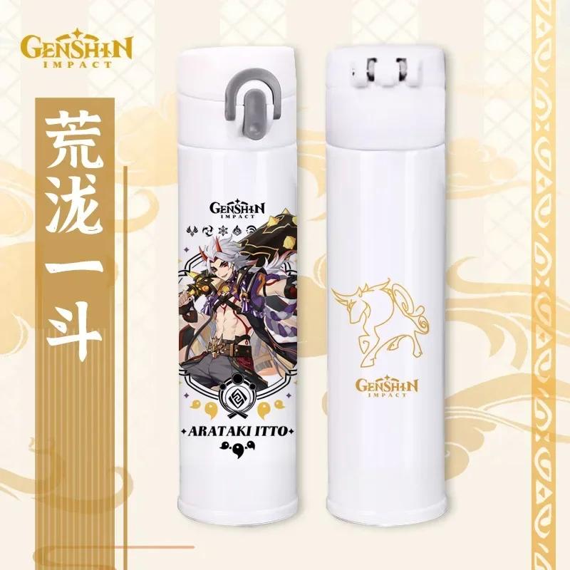 Genshin Thermos Cup Bottles Zhongli Beelzebul Genshin Impact Insulated Bottles Anime Coffee Water Cup Mug Vacuum Thermos Flask