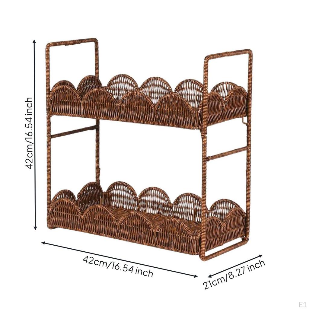 NoAssembly TwoTier Storage Rack | Requires No Installation, Warm Woven Look, Rattanbasketweave