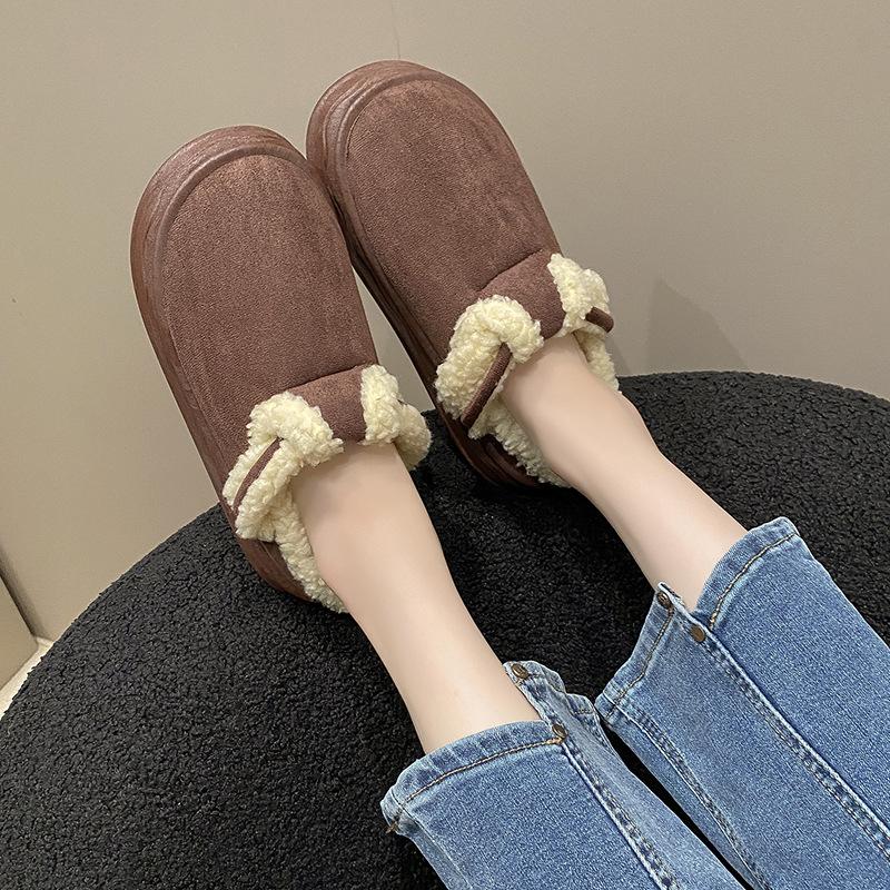 Baotou Cotton Slippers Women's Autumn and Winter New Versatile Thick Bottom Velvet Anti-skid Stepping On Shit Feeling Home Indoor Warm Slippers