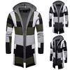 Herren-Mantel mit Kapuze, solider Strick-Patchwork-Mantel, Jacke, Strickjacke, langärmelige Oberteile, Bluse