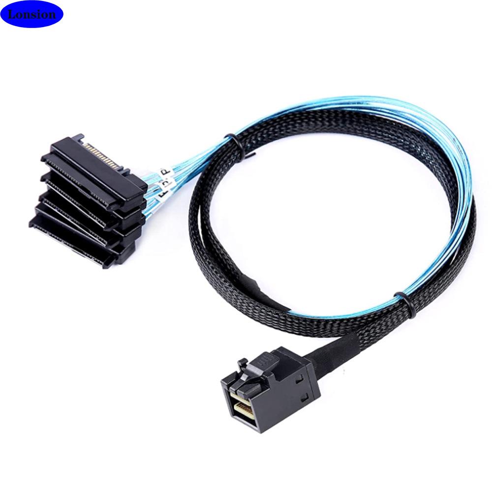 

Mini SAS HD SFF-8643 to SAS SFF-8482, 22P Two-in-One SATA High-Speed Cable 0.5m чорний