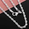 925 Silver Noble 45-60cm 18K Gold 4mm Rope Chain Necklace for Women Man Fashion Wedding Charm Gift Jewelry 18-24Inch