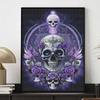 Halloween 5D Purple Floral Skull Diamond Art Painting Kit DIY Diamond Painting Home Decor Gift Full Drill Beads Mosaic Craft Set