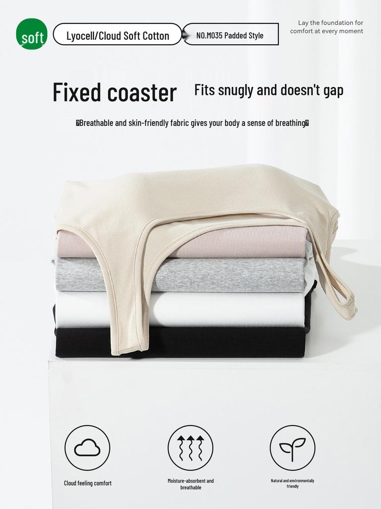 Women's Slim Fit Cotton Camisole: Versatile Spring/Summer Sleeveless Top with Chest Pads