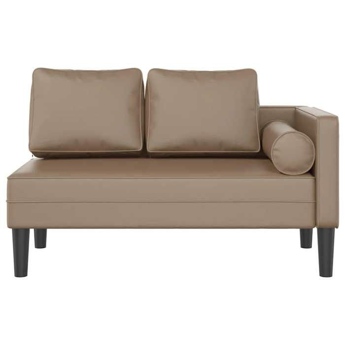 VidaXL Chaise longue avec coussins cappuccino similicuir, canapé rembourré, canapé pour chambre à coucher, canapé à 2 4007569