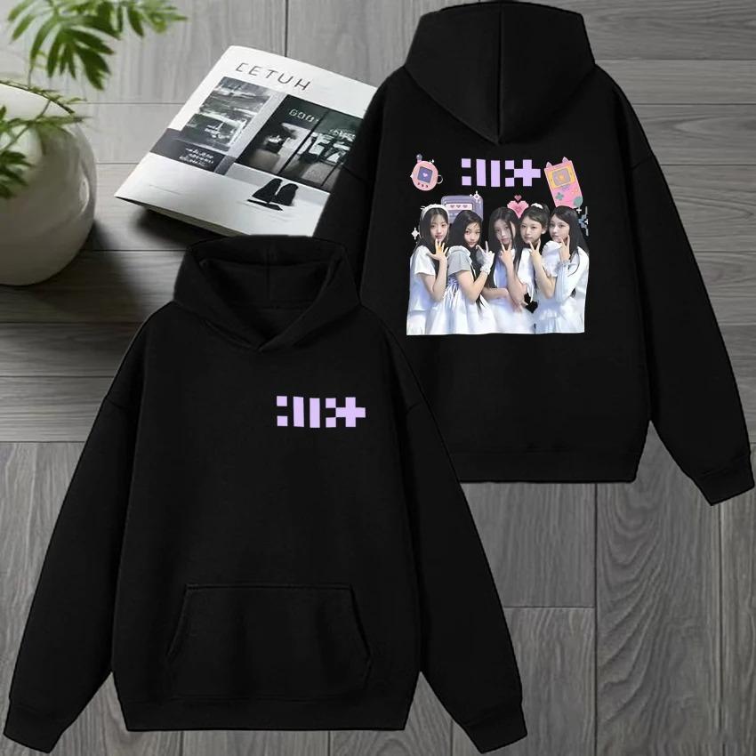 2026 Korea ILLIT Kpop Band New Album Double Sided Graphics Hoodies Unisex Trend Y2k pullover Men women Fleece Casual Sweatshirt