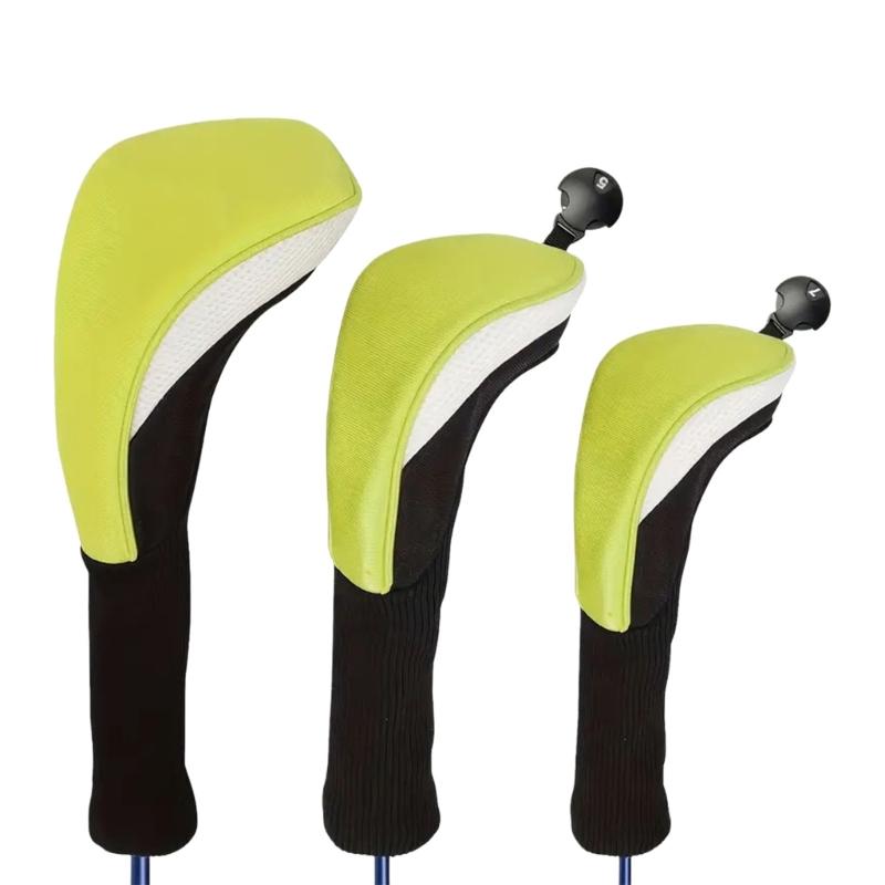 3Pcs Professinal Golf Head Cover with Interchangeable Number Label Soft Wood Golf Club Driver Headcovers Easy to Use