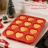 12-Cavity Silicone Cake Mold Heart-Shaped Non-Stick Baking Mold for Brownies Food-Grade Microwave Safe Cupcake Making Tool