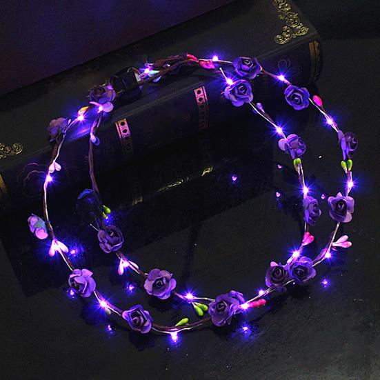 1/2 ks Barevná LED Růžová Květinová Korunka Nastavitelná Svatba Nevěsta Květinový Věnec do Vlasů Čelenka Garland Pokrývka hlavy Vlasové Doplňky Párty Foto Rekvizity