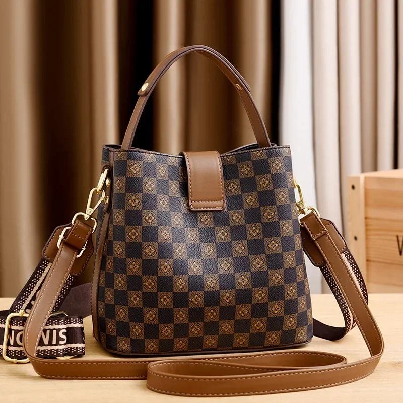 Women's Top Handle Bucket Bag  Single Shoulder Strap  Chic and Elegant