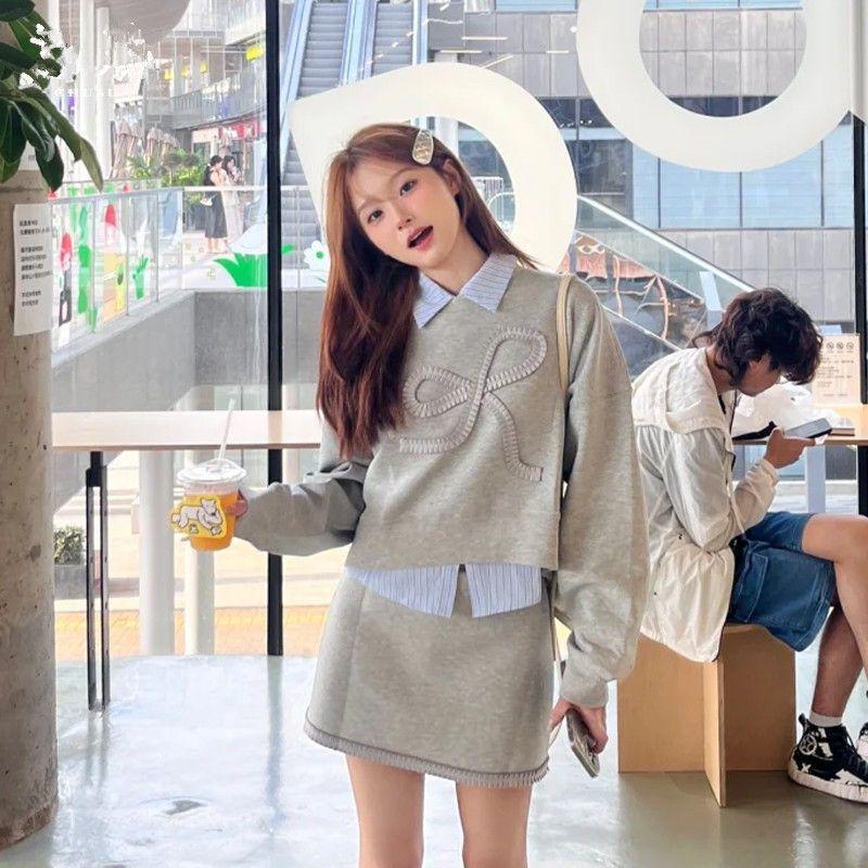 Autumn 2025 College-Style Outfit: Women's Sweatshirt and Skirt Set
