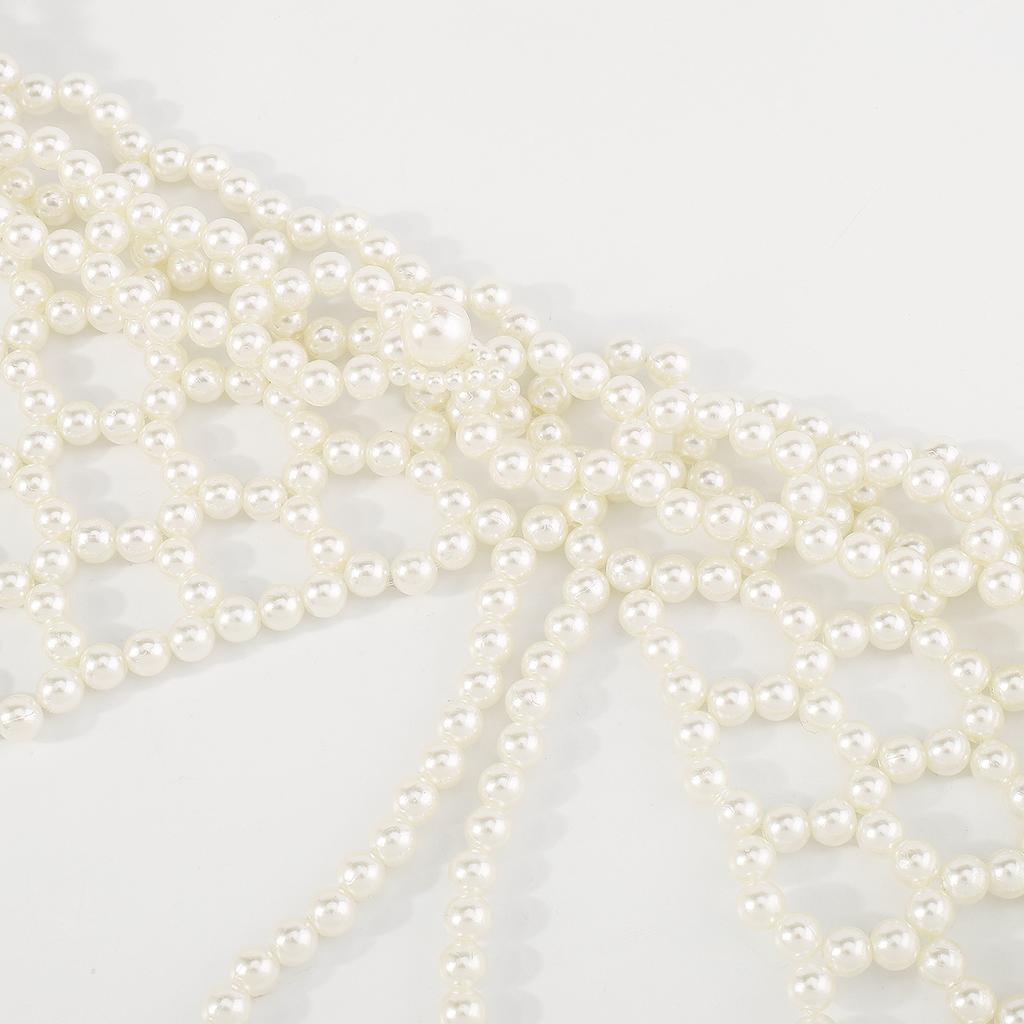 Fashionable Pearl Vest Trendy Hand-woven Body Chain Sexy Hollow Bikini Style Chest Ornament