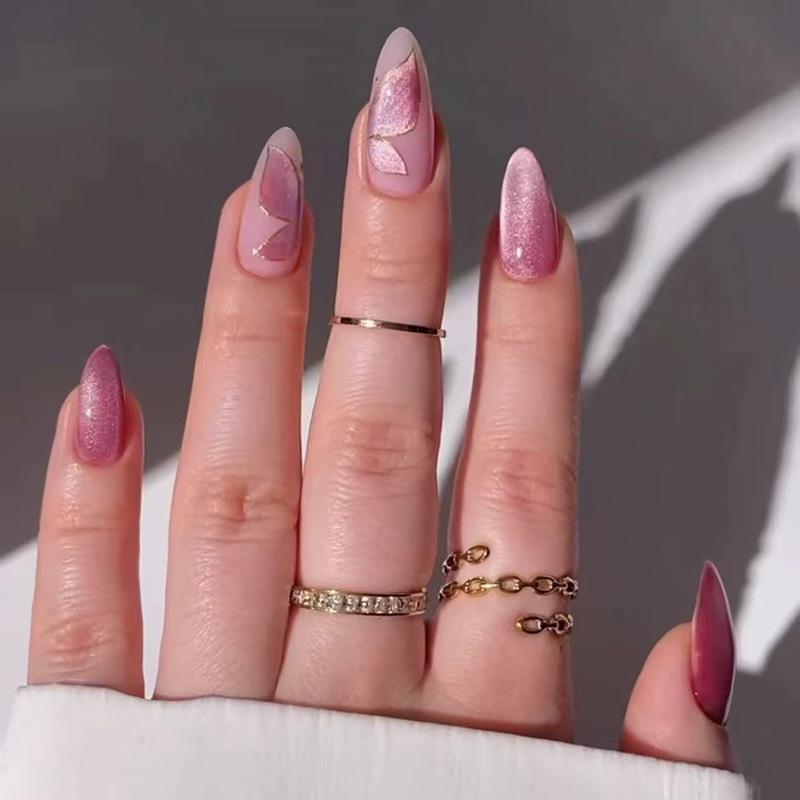 1 Box Detachable Ballerina False Nails Wearable Fake Nails Cat Eye Nail Tips Manicure Tool Press On Nails