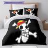 One Piece Logo Pattern Bedding Quilt Set Quilt Cover Pillowcase Home Birthday Gift(1 * Duvet Cover + 2 * Pillowcase, Without Core)