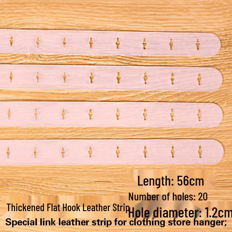 Kleiderständer-Set für Bekleidungsgeschäfte: Transparenter Kunststoffstreifen für Anzüge und Hosen mit klebender Kette in Lederoptik.
