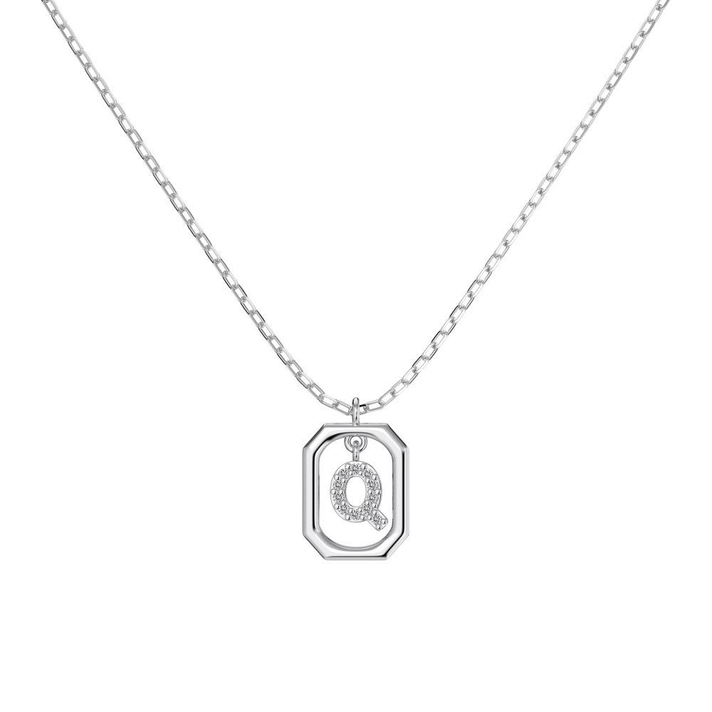925 Silver Alphabet Pendant Necklace with Zircon Detailing - Women's Elegant & Unique Design