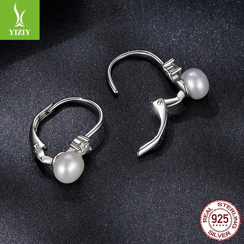 Natural Freshwater Pearl Mozzarella Diamond Earrings Women'S S925 Silver Moissanite Earrings Light Luxury High-End Autumn And Winter
