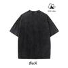 European sizes Men'S Cowboy-Style Shirt Washed Vintage Casual Short-Sleeve Top Round Neck Loose Fit Breathable for Outings