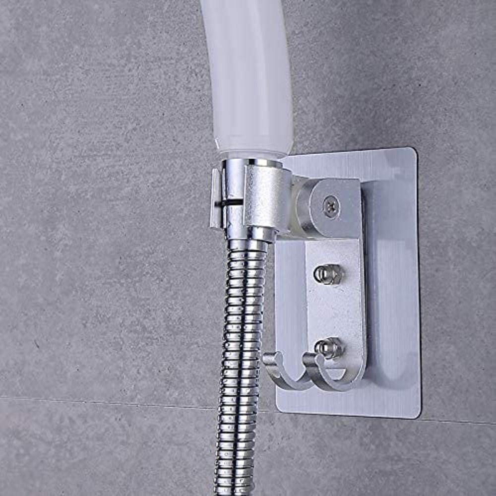 With 2 Hanger Hooks Shower Head Holder Aluminium Mount Bracket Adjustable Wand Holder  For Bathroom