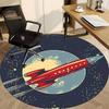 1pc Rocket Moon Office Round Area Rug, Indoor Mat Suitable For Office, Under Office Chairs Bedroom Living Room Home Decor, Room Deco