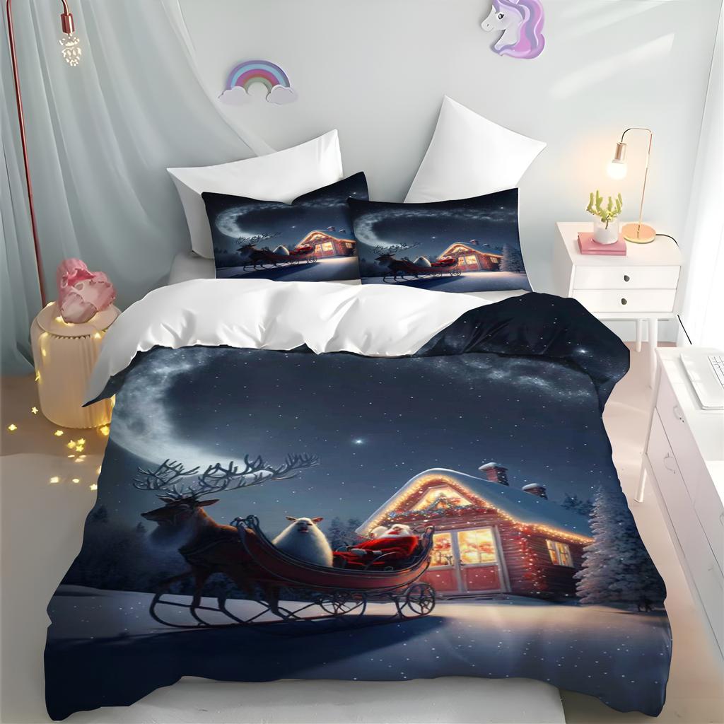 Christmas Quilt Cover, Cartoon Anime, Duvet Printed Comforter, Polyester Bedding, Twin Size, Children Gift, Various Sizes
