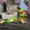 Small Outdoor Garden Decor Micro Landscape Ornament Mini Frog Violin Playing Statue