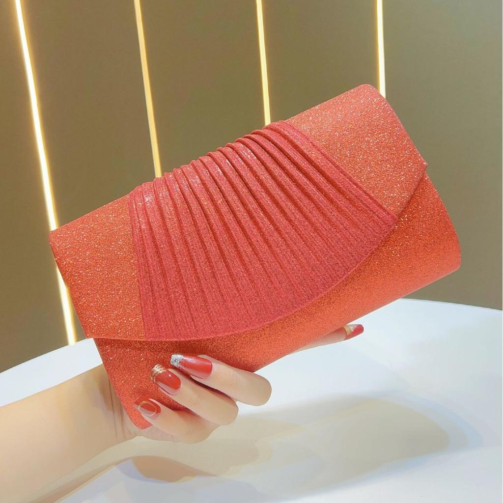 Glitter Ladies Silver Clutch Bag Envelope Evening Bag Fashion Elegant Long Purse Women Chain Shoulder Bags Wedding Party Handbag