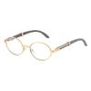 Retro Round Frame Sunglasses Women'S Uv Protection Wood Grain Adjustable Glasses Legs Sunglasses Men'S Sunglasses
