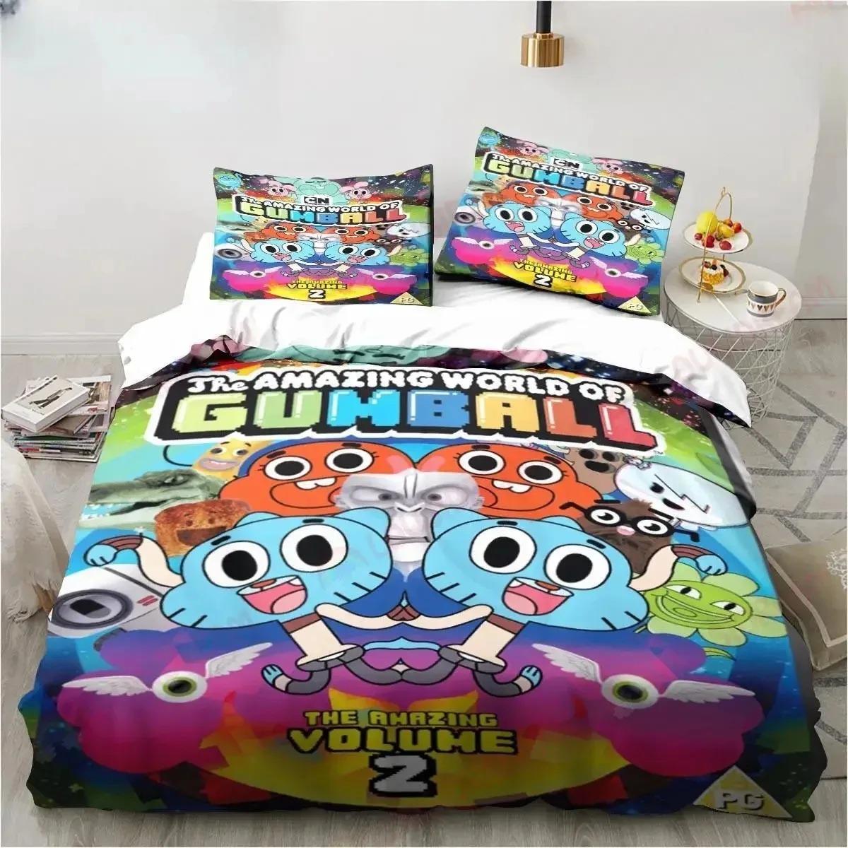 

New Cartoon The Amazing World Gumball Bedding Set Bedroom Soft Modern Bedspreads Comefortable Duvet Cover Quilt Cover Pillowcase US Queen 228x228cm
