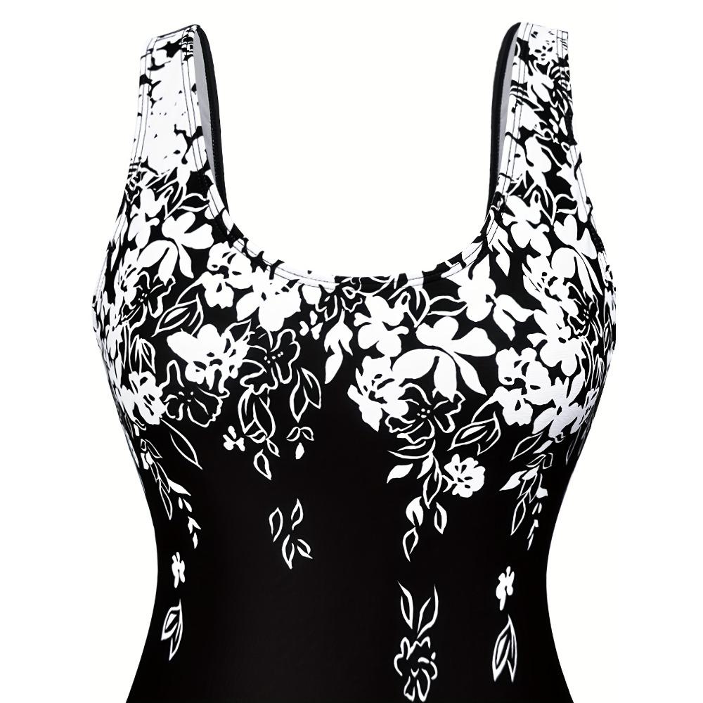 Vibrant Floral Print Scoop Neck Backless One-Piece Swimsuit - Stylish, Comfortable, and Flattering Design - Women's Swimwear, Bathing Suits, Beachwear