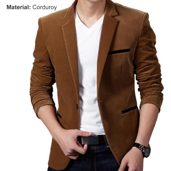 Suits Jacket Skin-friendly Long Sleeve Corduroy Men Fashion Casual Business Blazer for Autumn