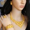 Dubai Jewelry Set for Women Wedding African Indian Flower Necklace Earring 24K Gold Plated Jewellery Party Gifts Wholesale