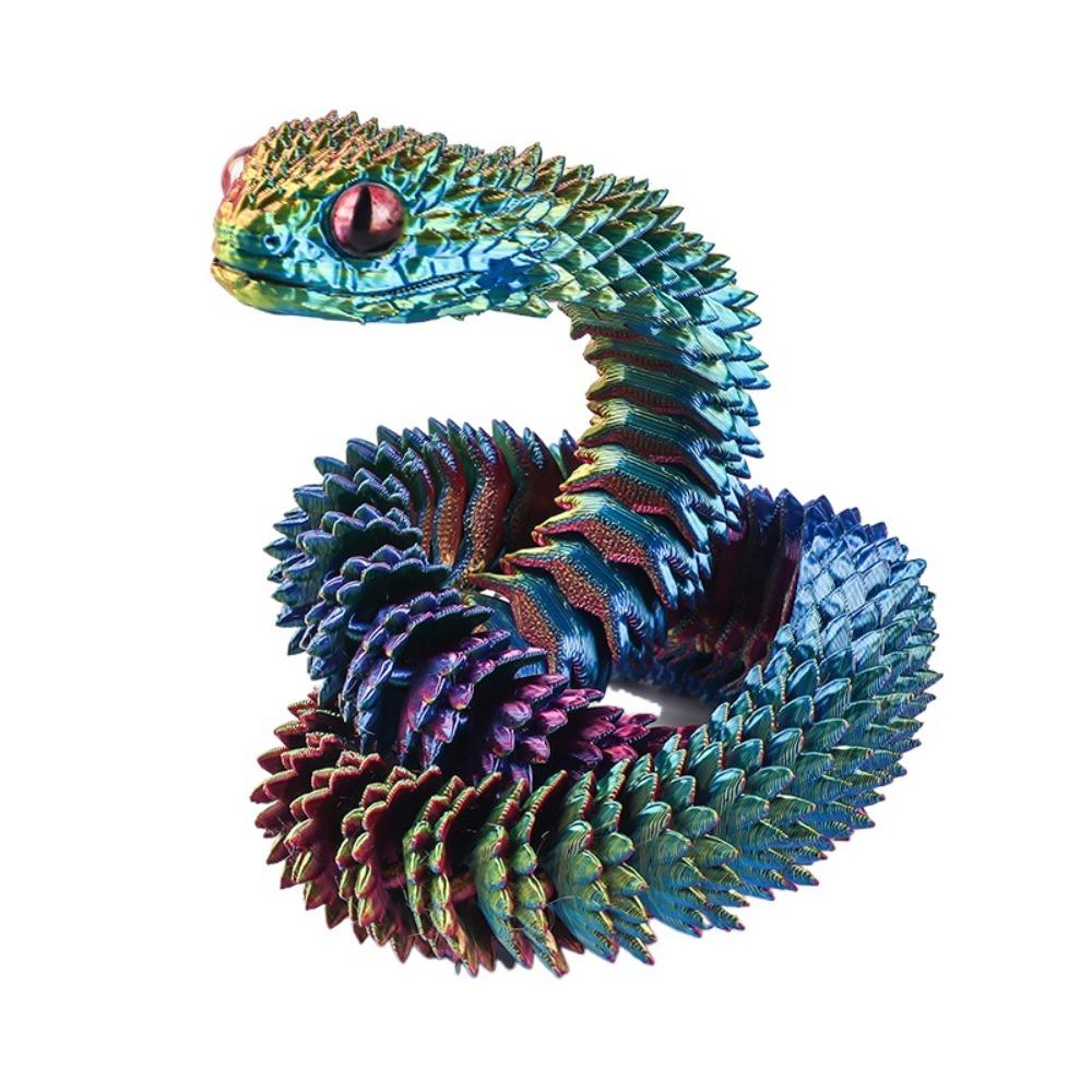 30/45/60cm 3D Printed Snake Toy Multicolor Animal Simulation Model  Halloween