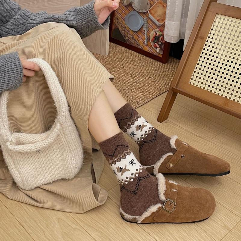 5 Paar Herbst Winter Neue Vintage Hunde Socken Schleife Cartoon Niedlich Einfache Farbe Mittel Socken Modisch Vielseitig Damen Socken