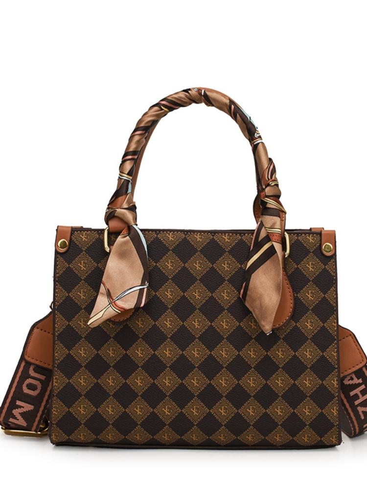 Europe and the United States Retro Ribbon Women's Bag Letters Floral Wideband Tote Bag Simple Hundred Shoulder Crossbody Bag PU