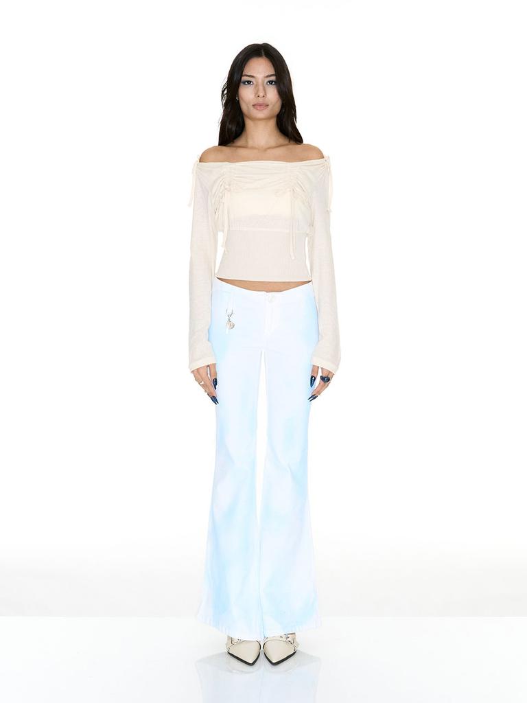 SETSETSET Lavigne Off-Shoulder Shirring Top Ivory