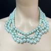 Versatile glass imitation pearl necklace, earrings, cover chain, small fragrant style, court retro temperament, high-end accessories for women