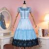 Alice In Wonderland Cosplay Dress Vintage Blue Polyester Long Skirt For Halloween Costumes
