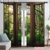 2Pcs Forest Scenery Printed Window Curtains Rod Pocket Decorative Window Drapes Window Treatments For Bedroom Living Room Home
