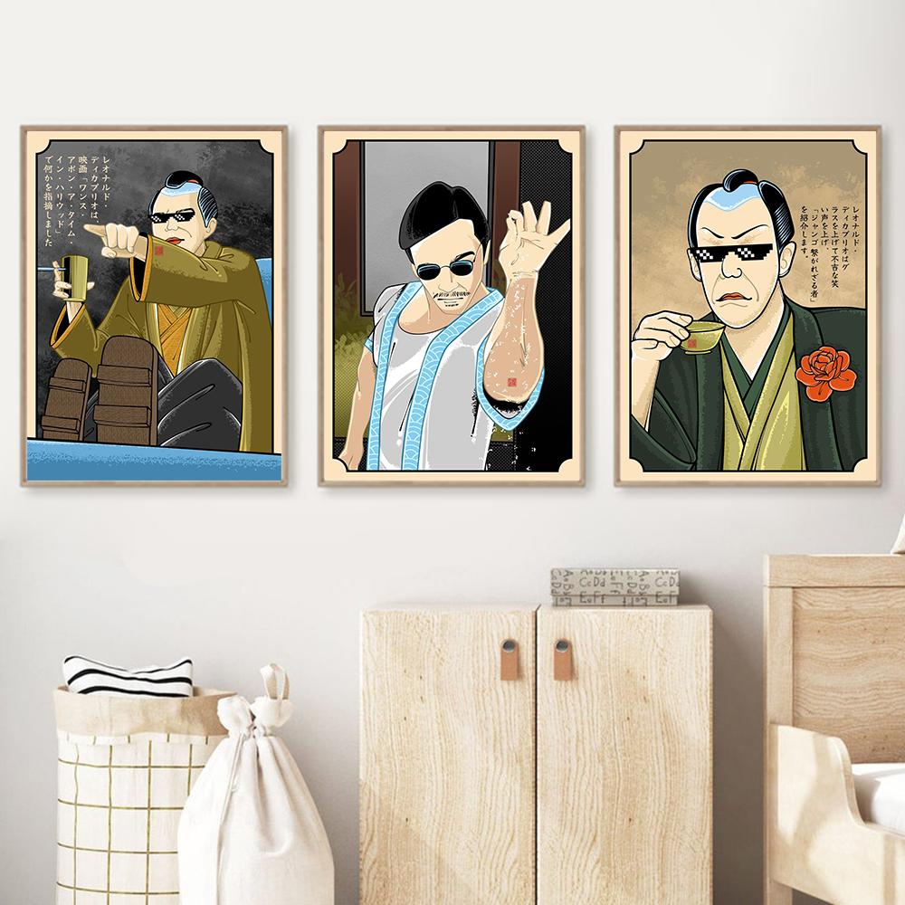 Kreskówkowa Figurka Głowa Rzeźba Rysunek Olejny Sztuka Plakat Druk Japonia Wojownik Zabawny Obraz na Płótnie Pokój Dom Ściana Dekoracja Fani Koszykówki