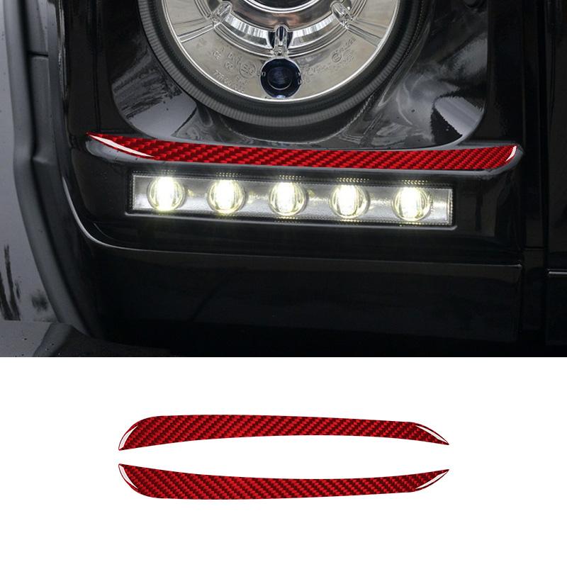 2PCS Real Carbon Fiber Car Headlight Lamp Eyebrow Decoration Sticker For Mercedes-Benz G-CLASS W463 2013-2018 Auto Accessories