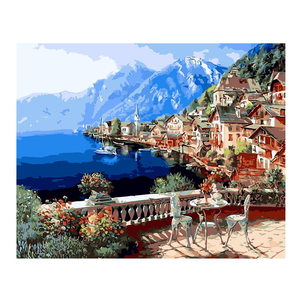 Paint By Number for Adults Scenery Oil Painting on Canvas Handmade Landscape Paint By Numbers Kits for Home Wall Decor 40X50CM